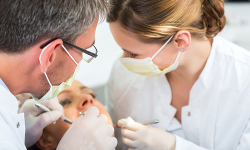 A patient receiving dental treatment